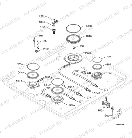 Взрыв-схема плиты (духовки) Zanussi ZGF646CTX - Схема узла Functional parts 267